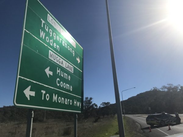 Canberra road sign.