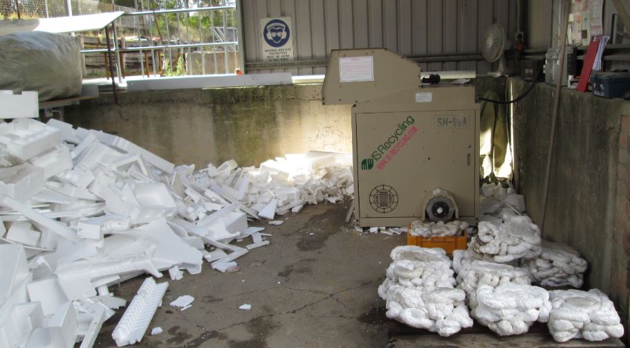 The polystyrene thermal compaction machine at the Surf Beach waste facility. Source: Eurobodalla Shire Council