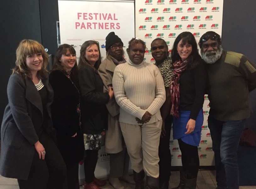 Pambula's Bettina Richter (second from the left) with Namatjira team and family at Melbourne International Film Festival