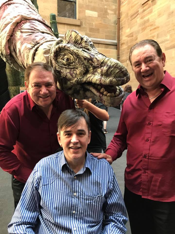 David, Tim Ferguson and Geoff Willis, part of the creative team behind 'Billie and the Dinosaurs'. Source: Facebook
