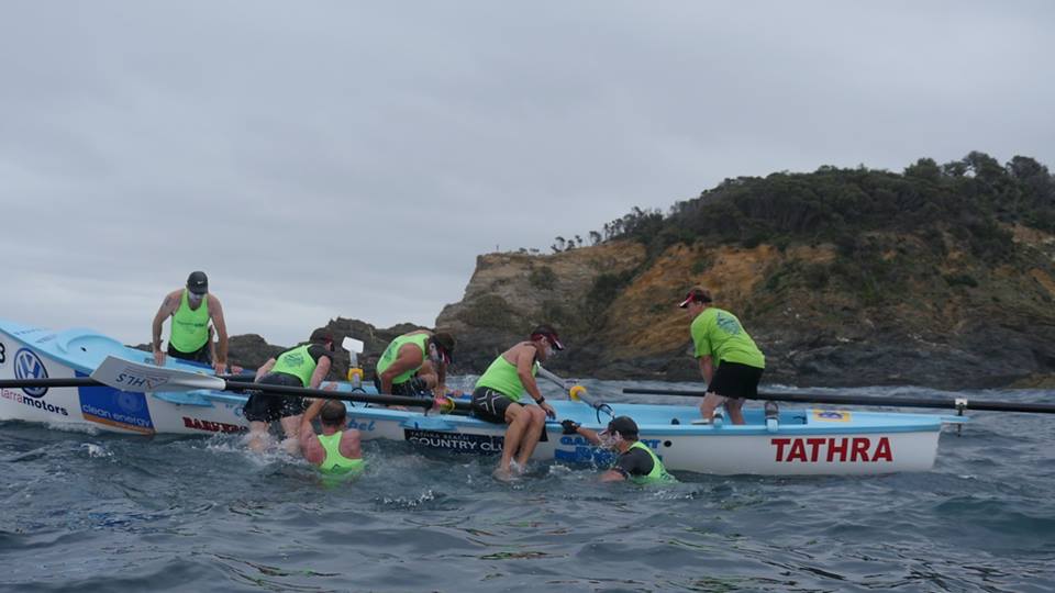 Four in four out, a crew change for Tathra SLSC. Photo: Les Herstik