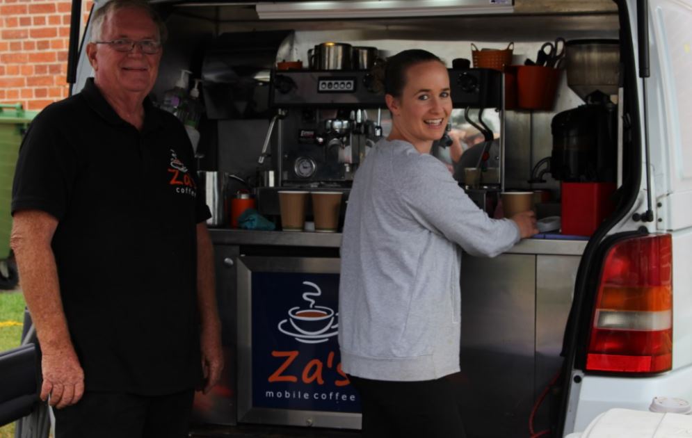 Ian Ritchie and Leayra Thornton from Za's Mobile Coffee. Photo: Ian Campbell.