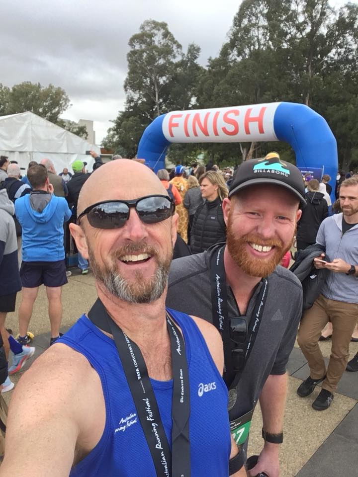 Tony Cox (left) will run from Canberra to Moruya this Friday and Saturday. Photo: Supplied