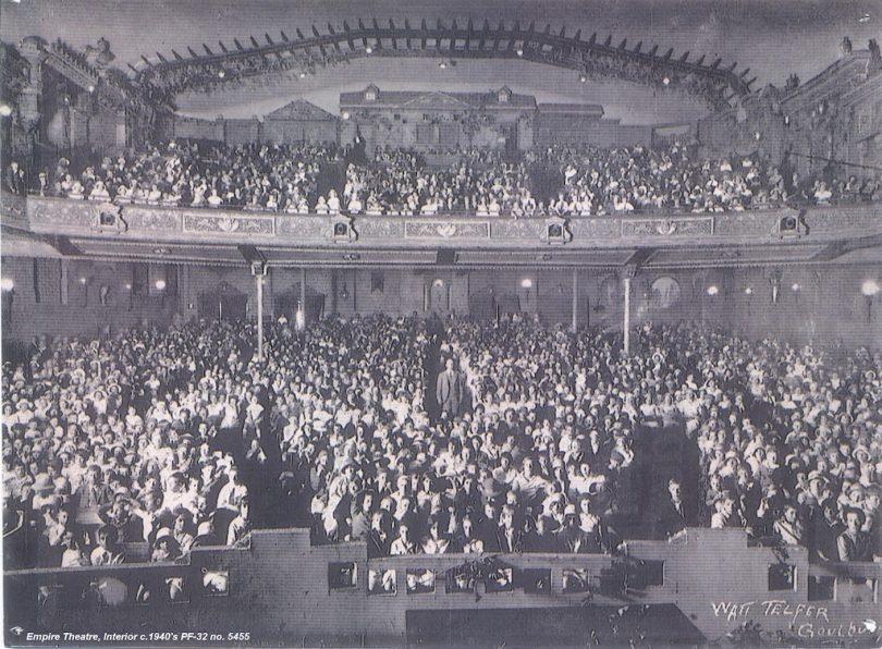 An enormous crowd in the Empire Theatre, Goulburn, in 1940.