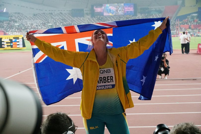Kelsey with the Australian flag