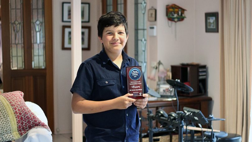 James with his award