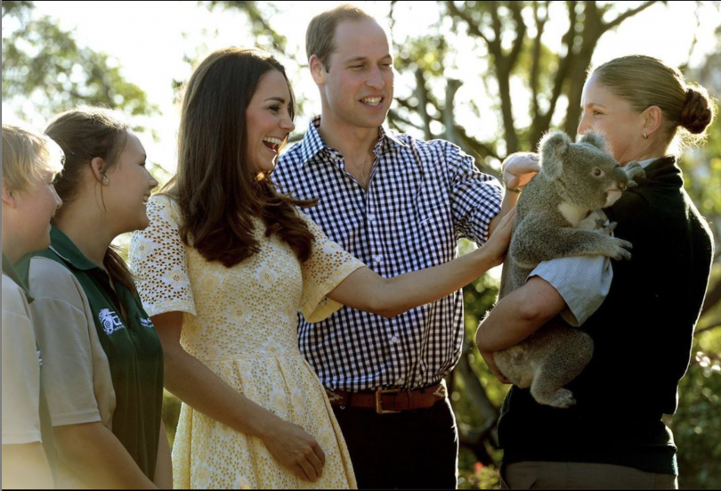 The Duke and Duchess of Cambridge with a furry friend