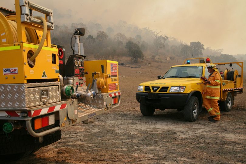 Queensland firefighters at the Orroral Valley fire