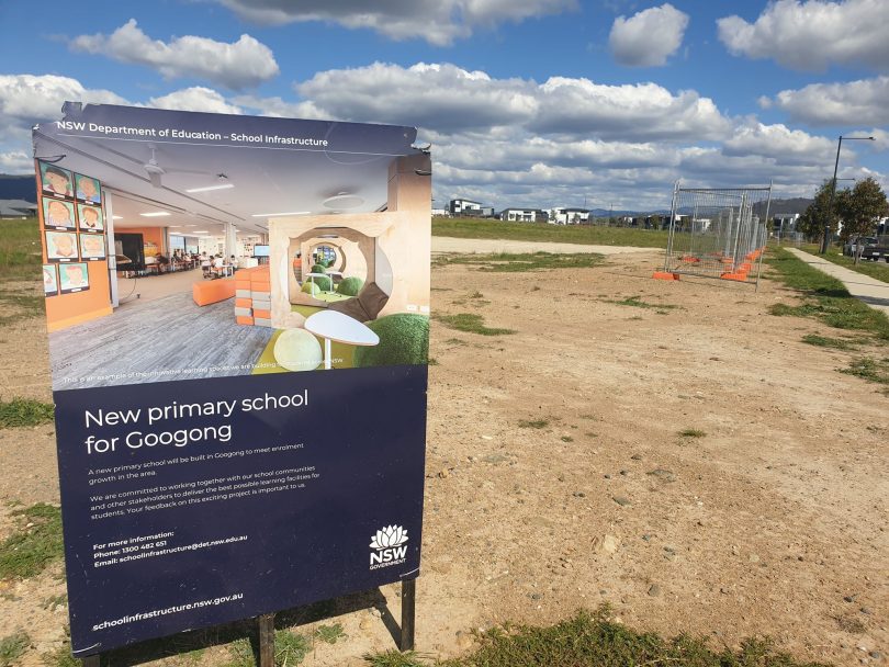 The site for the new primary school at Googong
