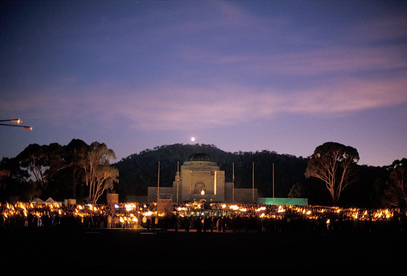 Anzac Day dawn service at Australian War Memorial in Canberra.