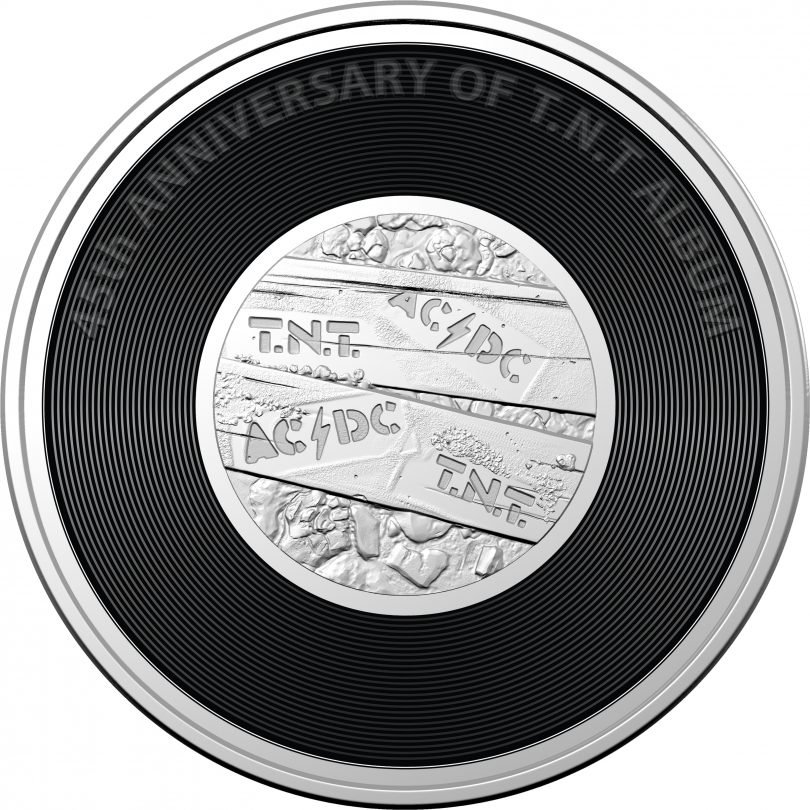 Coloured 20-cent coin marking the 45th anniversary of AC/DC's T.N.T.