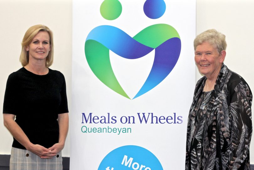 Outgoing president of Queanbeyan Meals on Wheels Nichole Overall and new president Helen DeBritt.