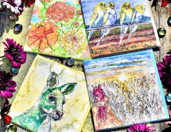 Painted animal cards.