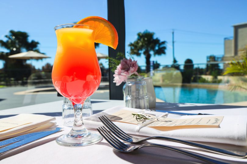 Cocktails by pool at Corrigans Cove