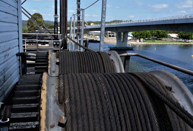 Coiled cables on Batemans Bay Bridge.