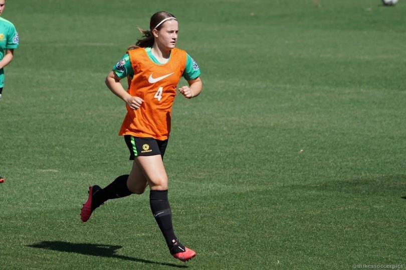 Canberra's Jaya Bowman training in the junior Matildas' squad