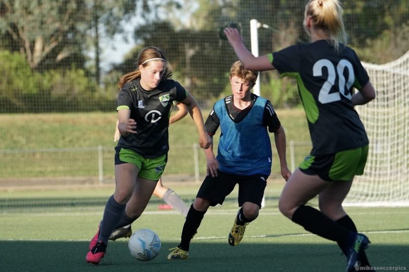 Jaya Bowman in action for a Canberra United