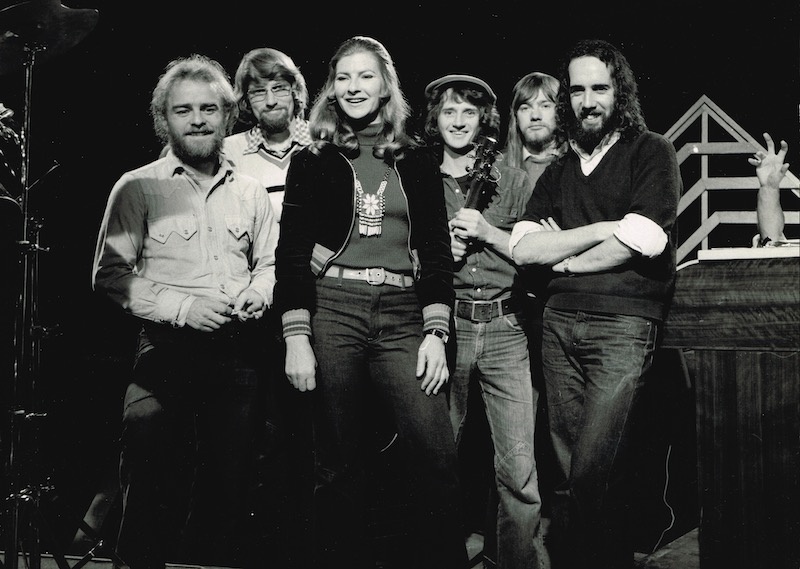 Ron McLaughlin and bandmates on the set of ABC television show 'Sit Yourself Down'.
