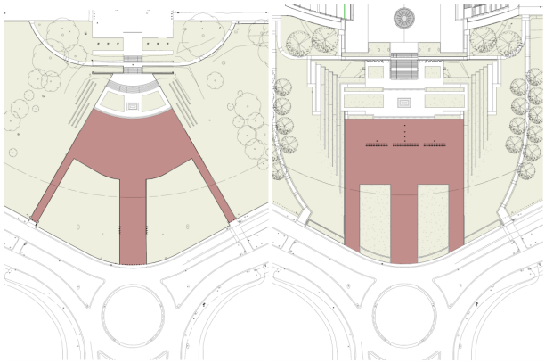 Before and after maps of Southern Entrance at Australian War Memorial.