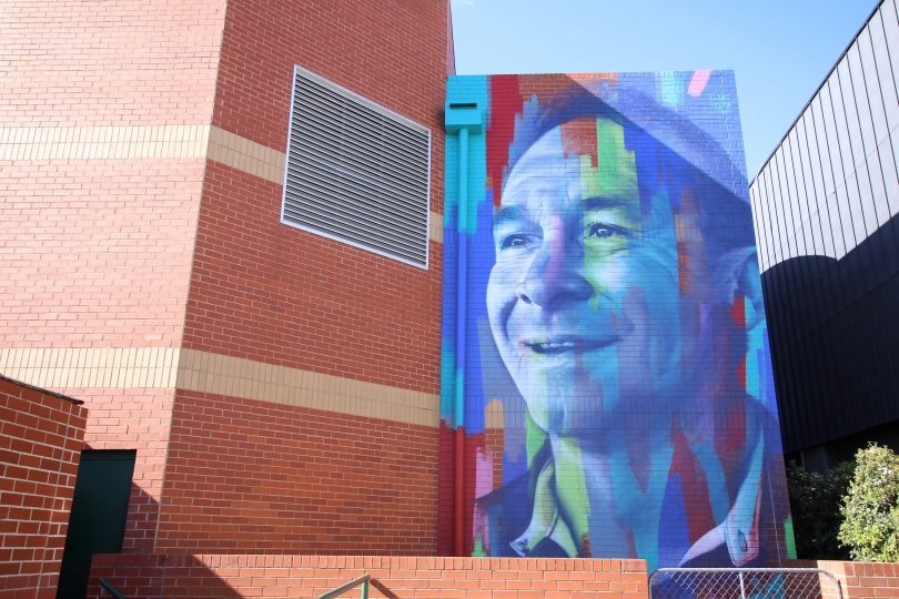 The Ricky Stuart mural at the end of Blacksmiths Lane in Queanbeyan