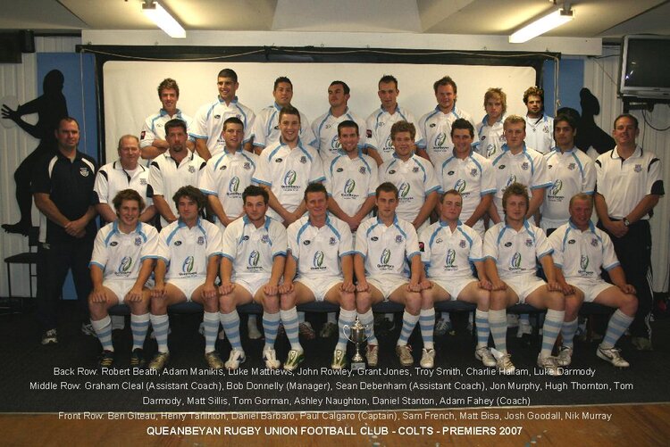Grant Jones in team photo for Queanbeyan Whites' colts team in 2007