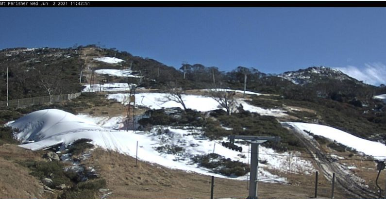 Patchy snow coverage at Perisher