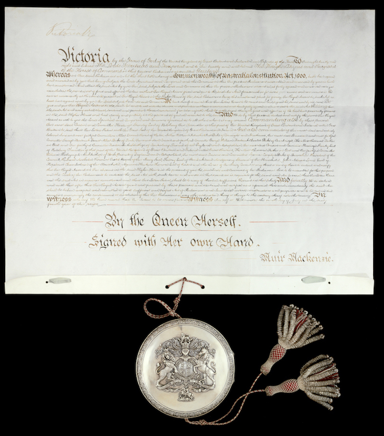 The Commission of Assent signed by Queen Victoria