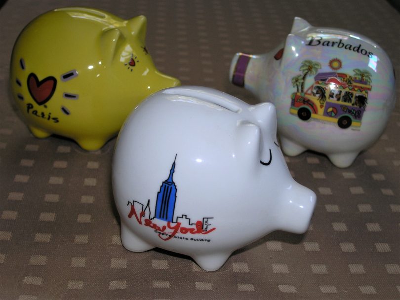 Three souvenir piggy banks