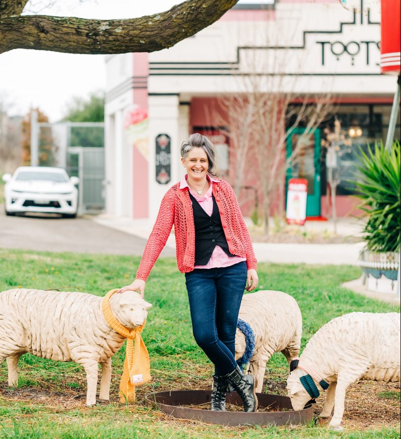 Cayla Pothan outside Tootsie gallery and cafe in Yass