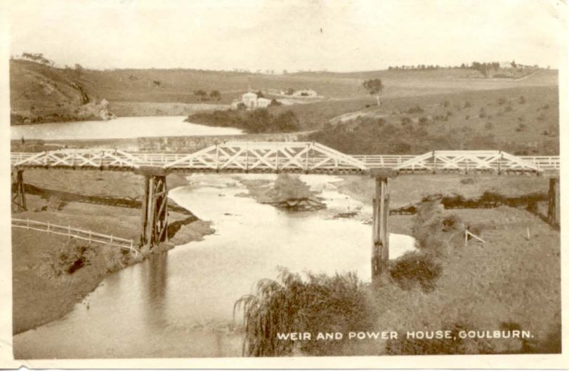 Historic photo of weir and Goulburn Waterworks