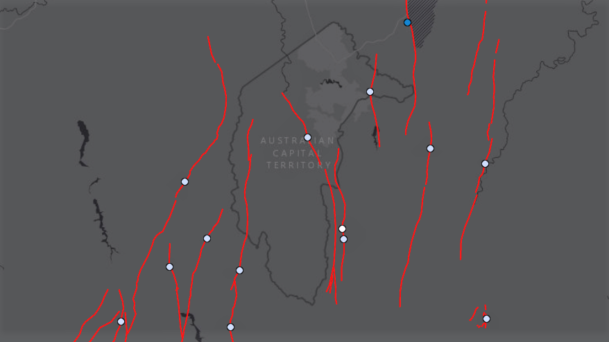 Geoscience Australia map of ACT fault lines