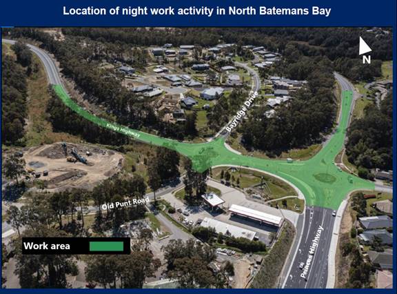 The location of night work activity planned for Batemans Bay