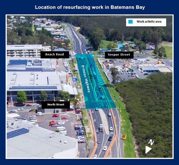The location of night work activity planned for Batemans Bay