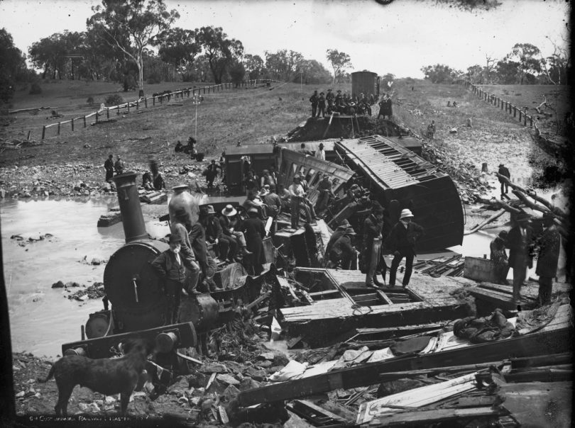 Train accident at Salt Clay Creek in 1885