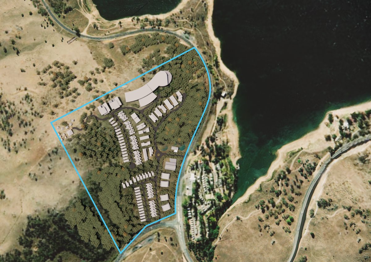 Aerial of a parcel of land by Lake Jindabyne