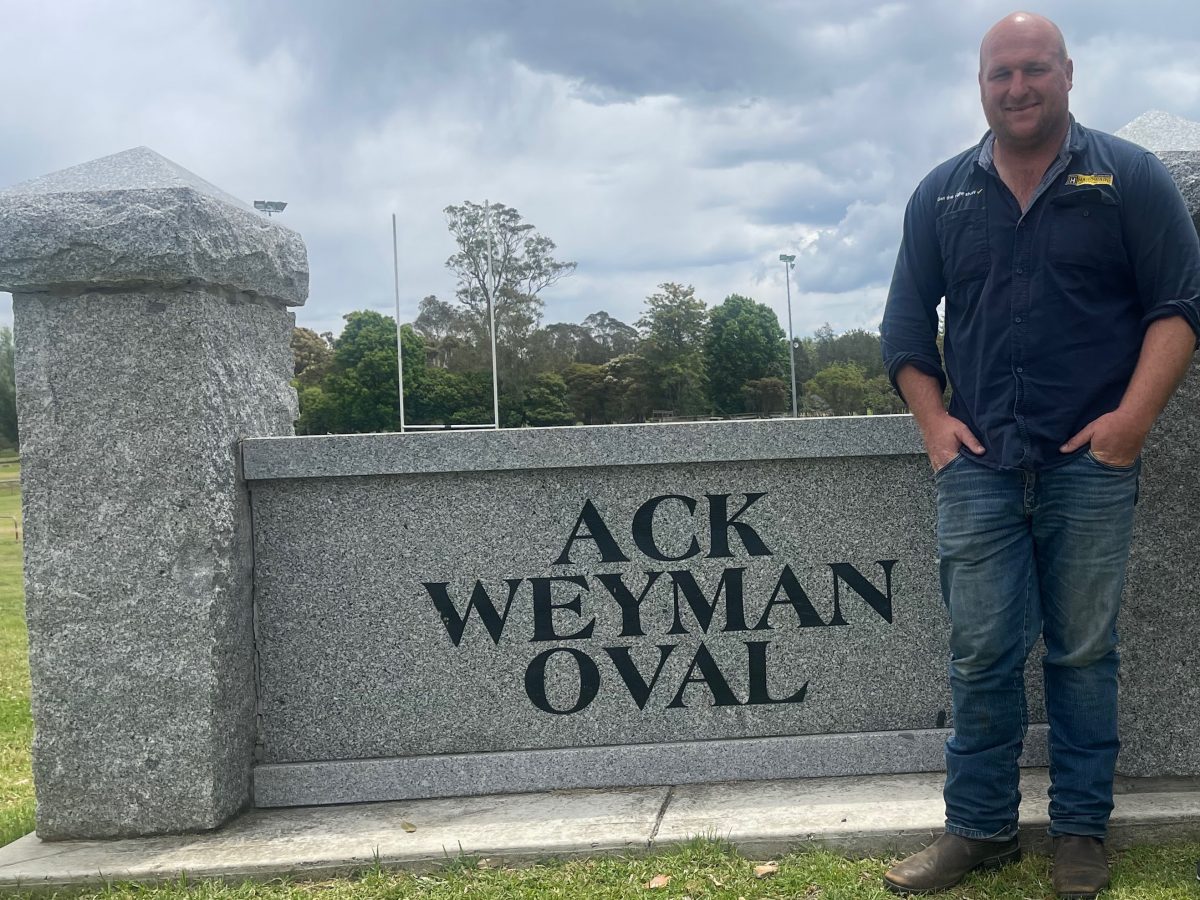 Michael Weyman at the entrance to Moruya's Ack Weyman Oval. Photo: Supplied.
