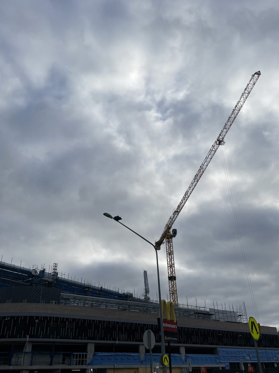 Crane over building