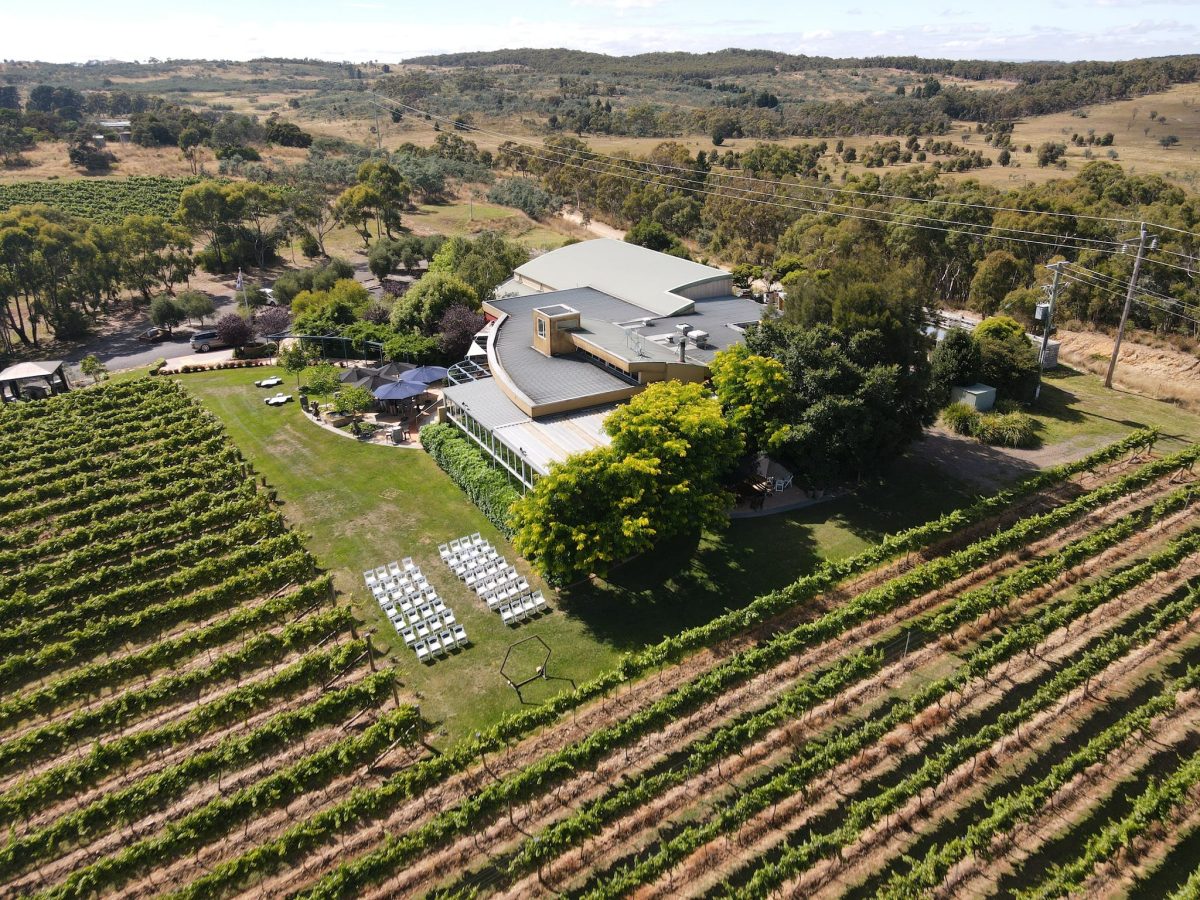 aerial view of winery