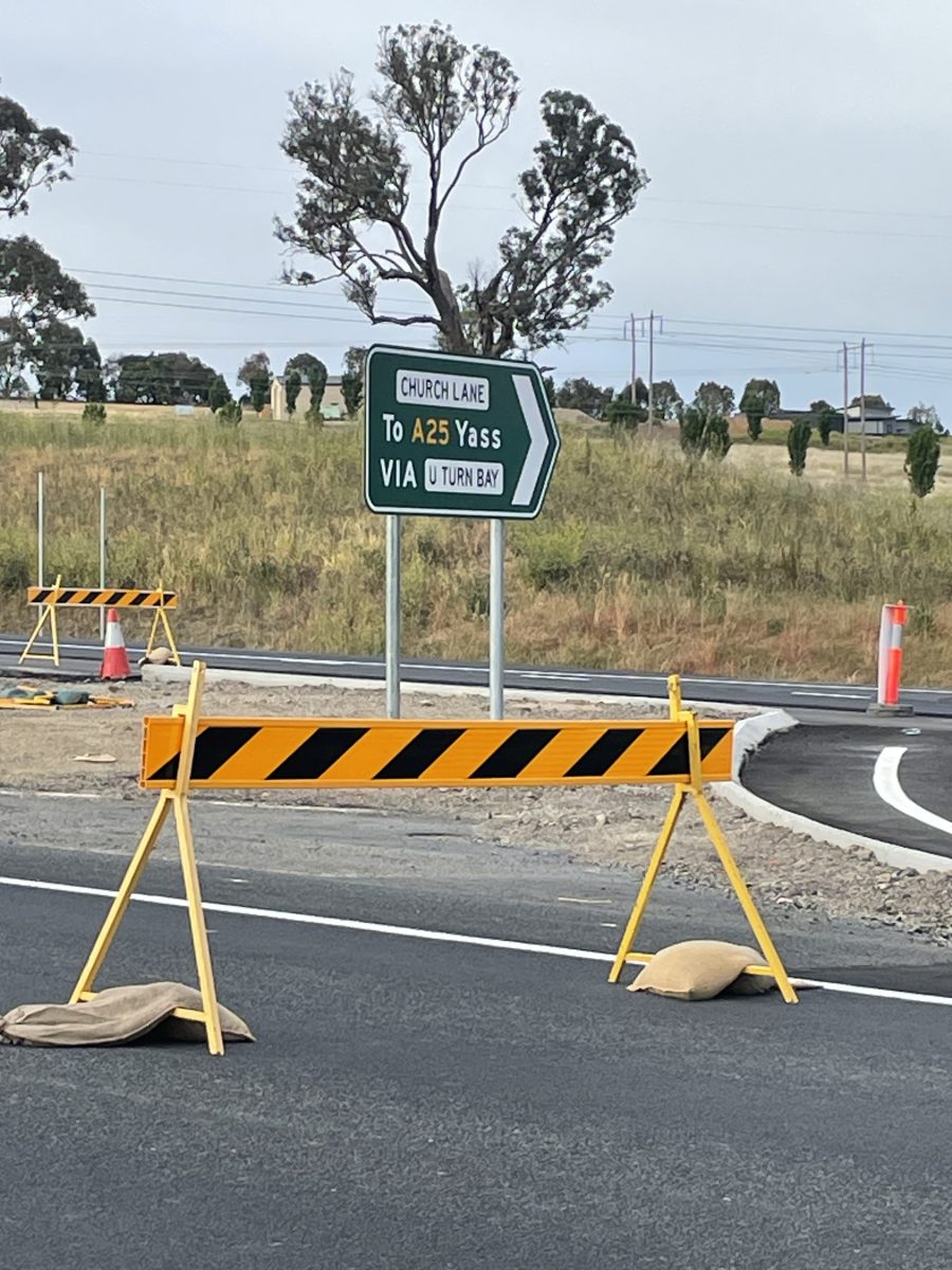New roadworks and signs on the highway