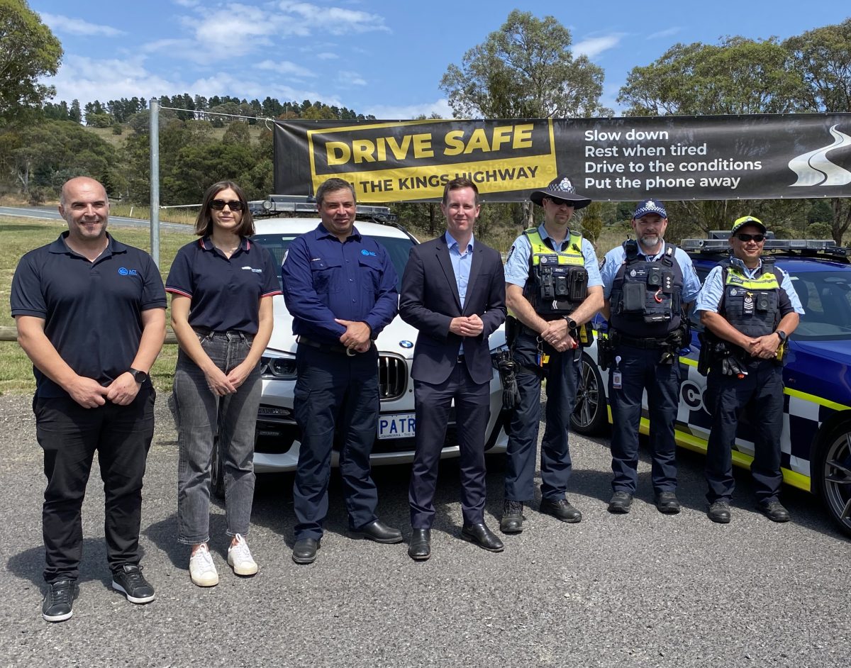 group shot with Kings Highway Drive Safe messaging