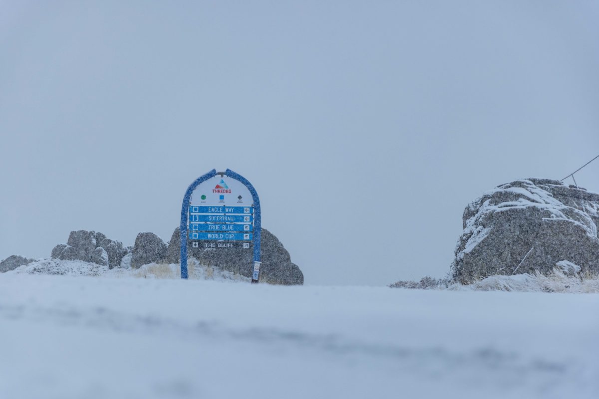 Thredbo sign in the snow