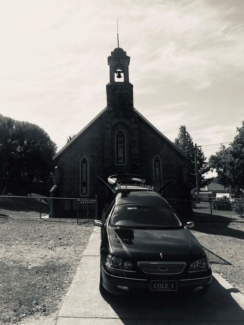 hearse and chapel