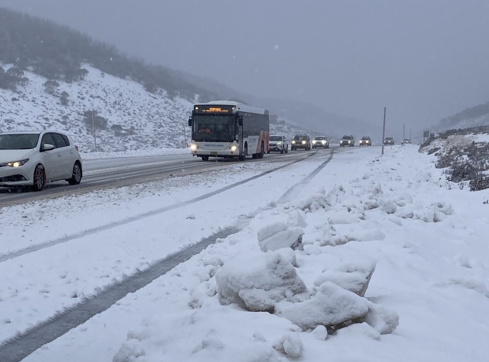 traffic in the snow