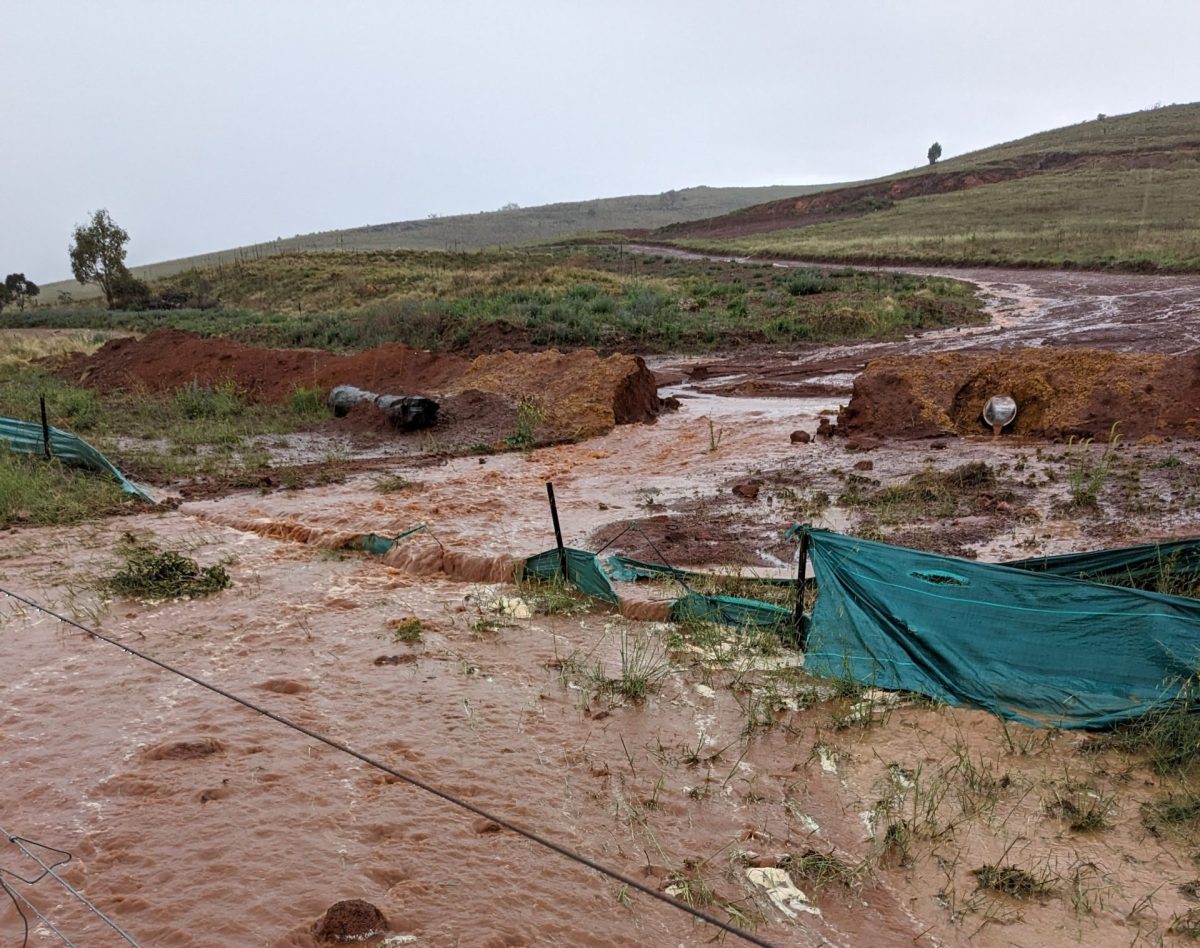 dirty water flowing downhill