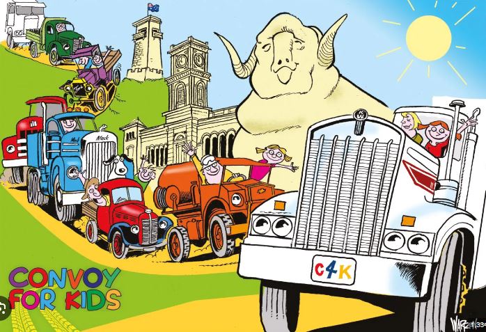 A promotional image for the Goulburn Convoy for kids event 