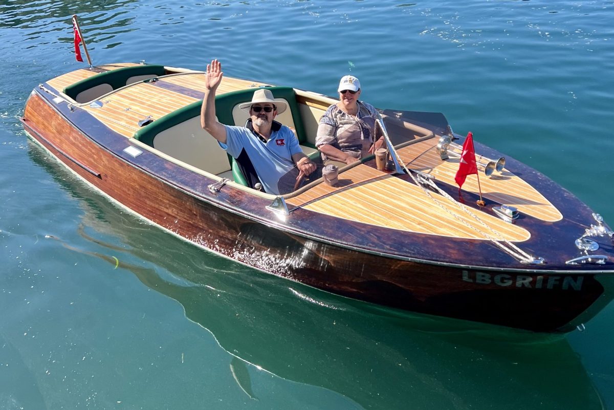 A man and woman in a boat 