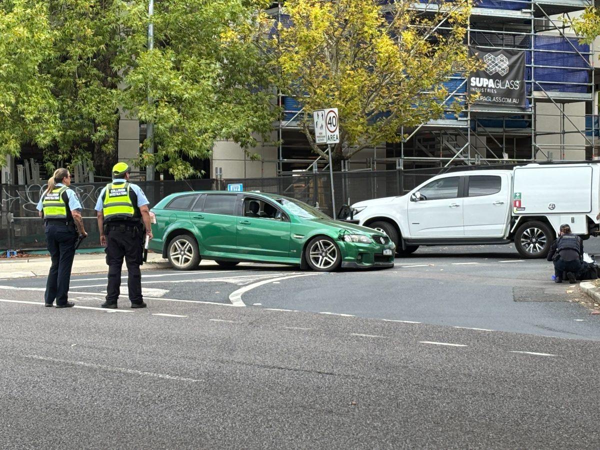 crashed car and police