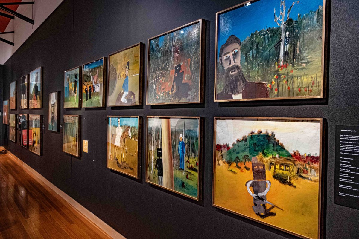 Colour photo of paintings on a wall