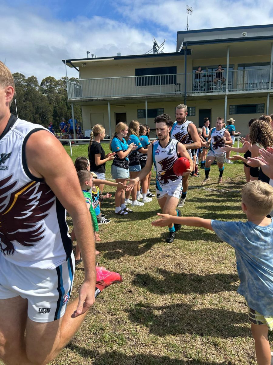 Members of the Seahawks Senior Men's team ready to paly at Hanging Rock Oval during a pre-season trial match. Photo: Batemans Bay Seahawks Facebook.
