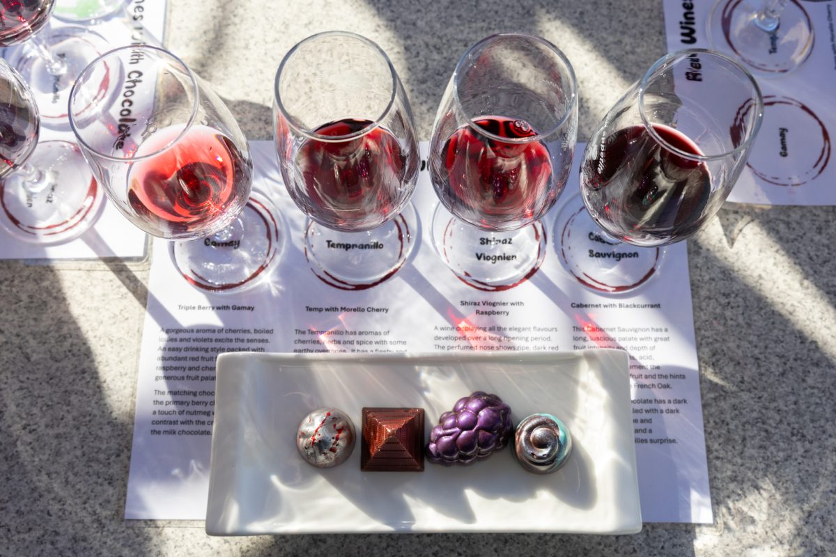 Red wine and chocolate tasting flight